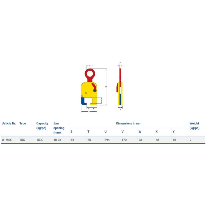 Pince TERRIER verticale – pour rails – TRC