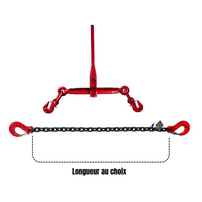 Chaine d’arrimage avec tendeur et crochets | 2 parties | basic 80