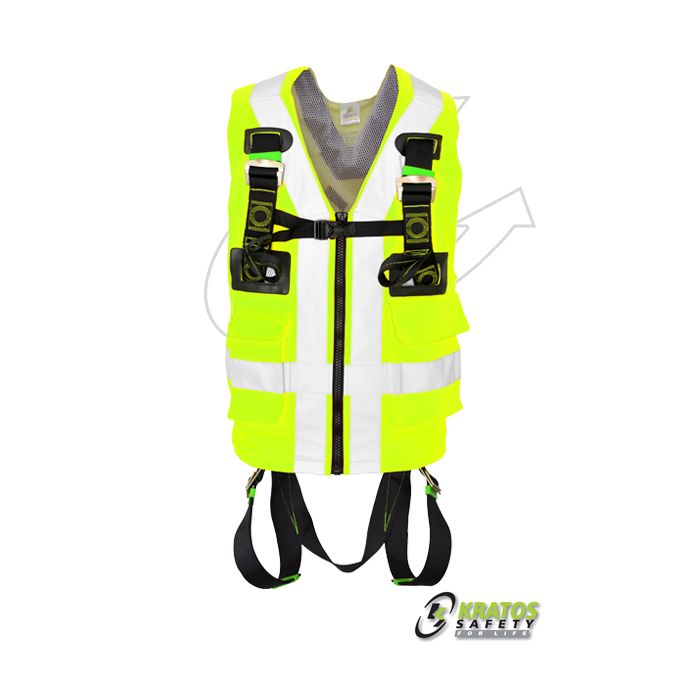 Harnais antichute  intégré dans un gilet fluo