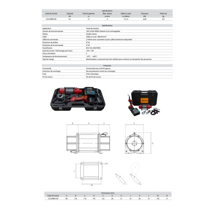 Treuil de traction sur batterie - Delta - 350 kN