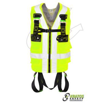Harnais antichute  intégré dans un gilet fluo